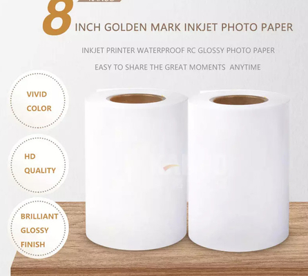 LA CHINE Papier brillant imperméable d'or de photo de jet d'encre du petit pain dx100 de pouce 203mm 50m 240g RC de la marque 8 pour Fuji MiniLab sec fournisseur