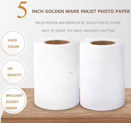 Papier brillant imperméable d'or de photo de jet d'encre du petit pain dx100 de pouce 127mm 50m 240g RC de la marque 5 pour Fuji MiniLab sec fournisseur